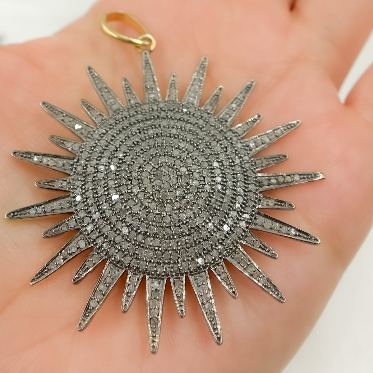 DP063. Diamond Sterling Silver Sun Pendant