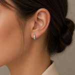 Load image into Gallery viewer, EHF57455. 14K Solid Gold Diamond Hoop Earrings