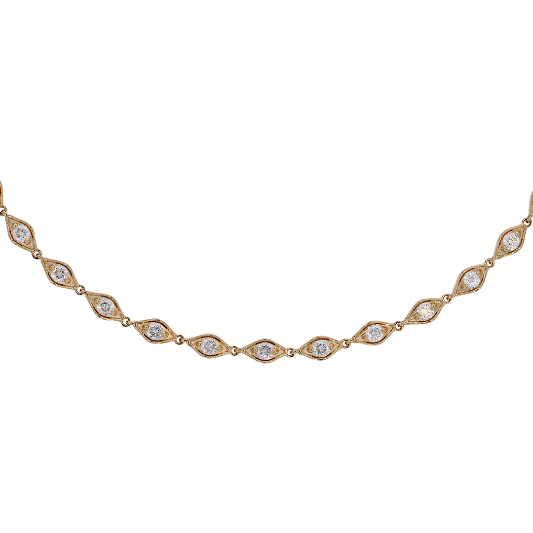 NFQ72698. 14K Solid Gold Diamond Fancy Necklace