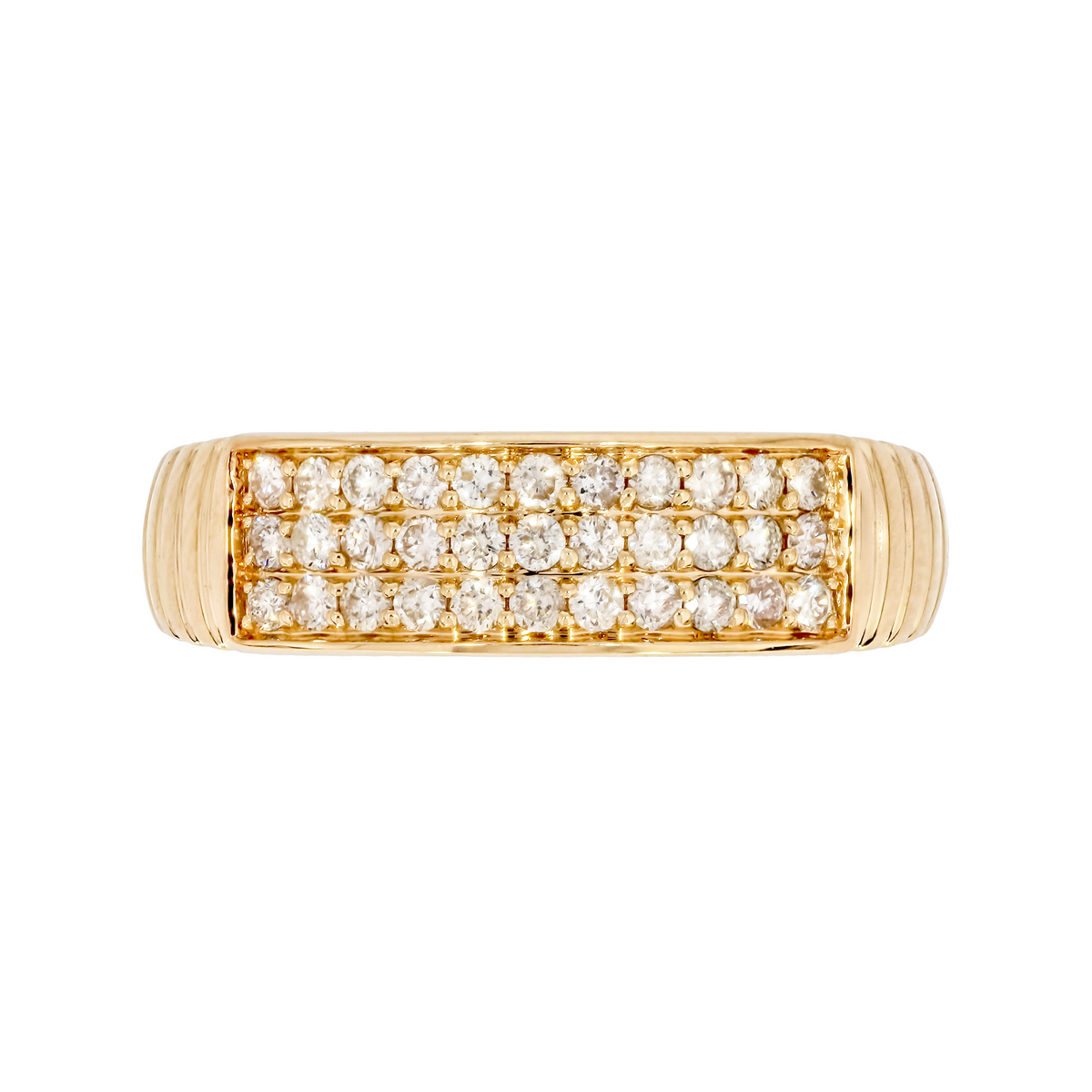 14K Solid Gold Diamond Cluster Band Ring