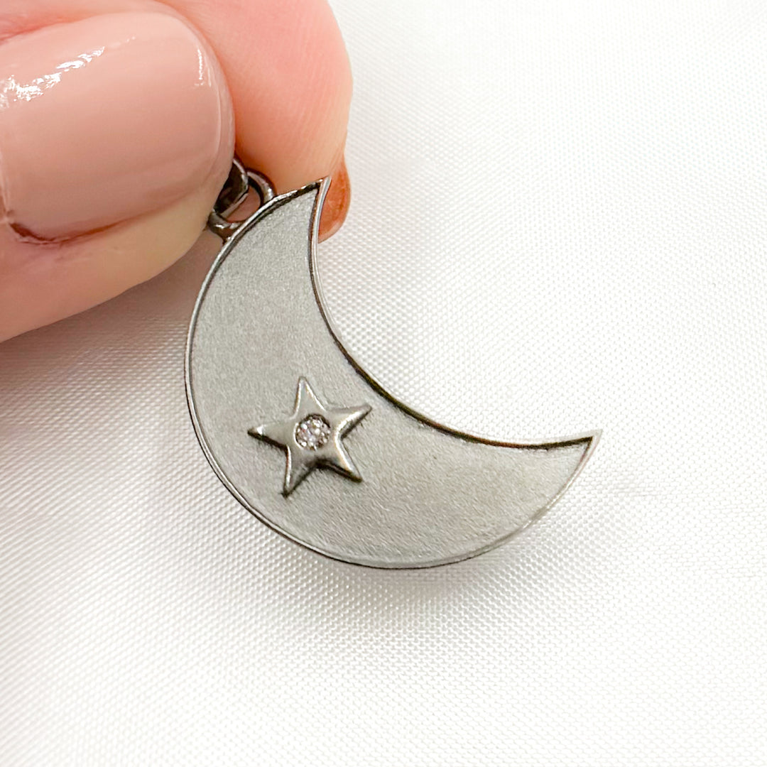 DP733. Diamond Sterling Silver Moon Pendant