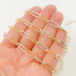 Load image into Gallery viewer, V31GS. Sterling Silver Smooth and Gold Plated Diamond Cut Paperclip
