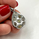 Load image into Gallery viewer, DP415. Diamond Sterling Silver Drop Pendant with Fancy Diamond
