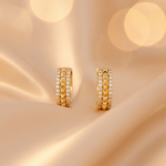 Load image into Gallery viewer, EHF57387. 14K Solid Yellow Gold Diamond Hoop Earrings