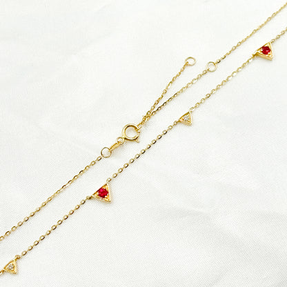 NT403420RU. 14K Solid Gold Diamond and Gemstone Triangle Necklace