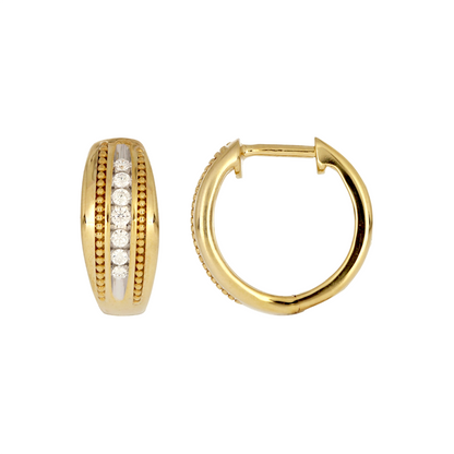EHC57324. 14K Solid Yellow Gold Diamond Hoop Earrings