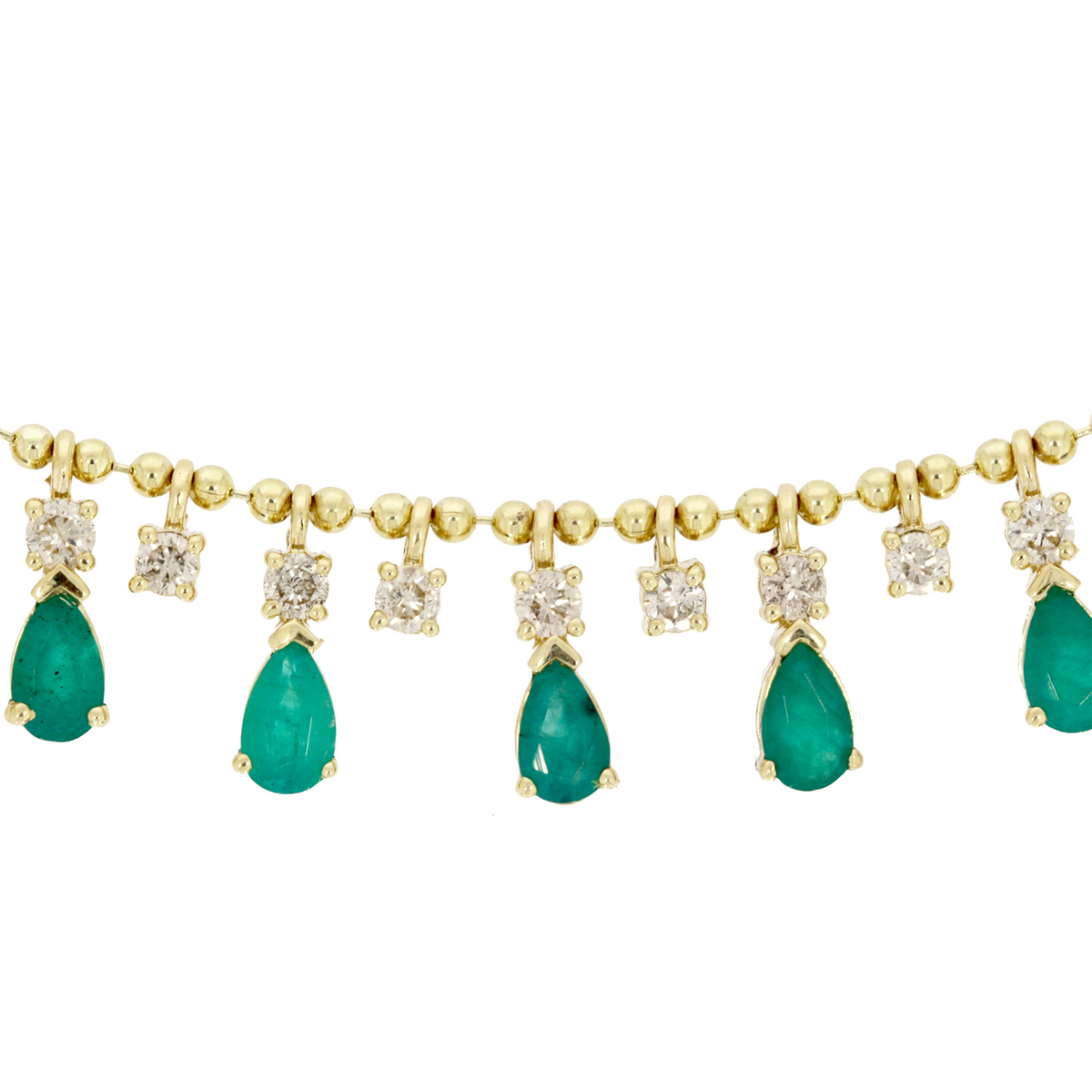 NFL71707. 14K Solid Gold Diamond and Gemstone Necklace