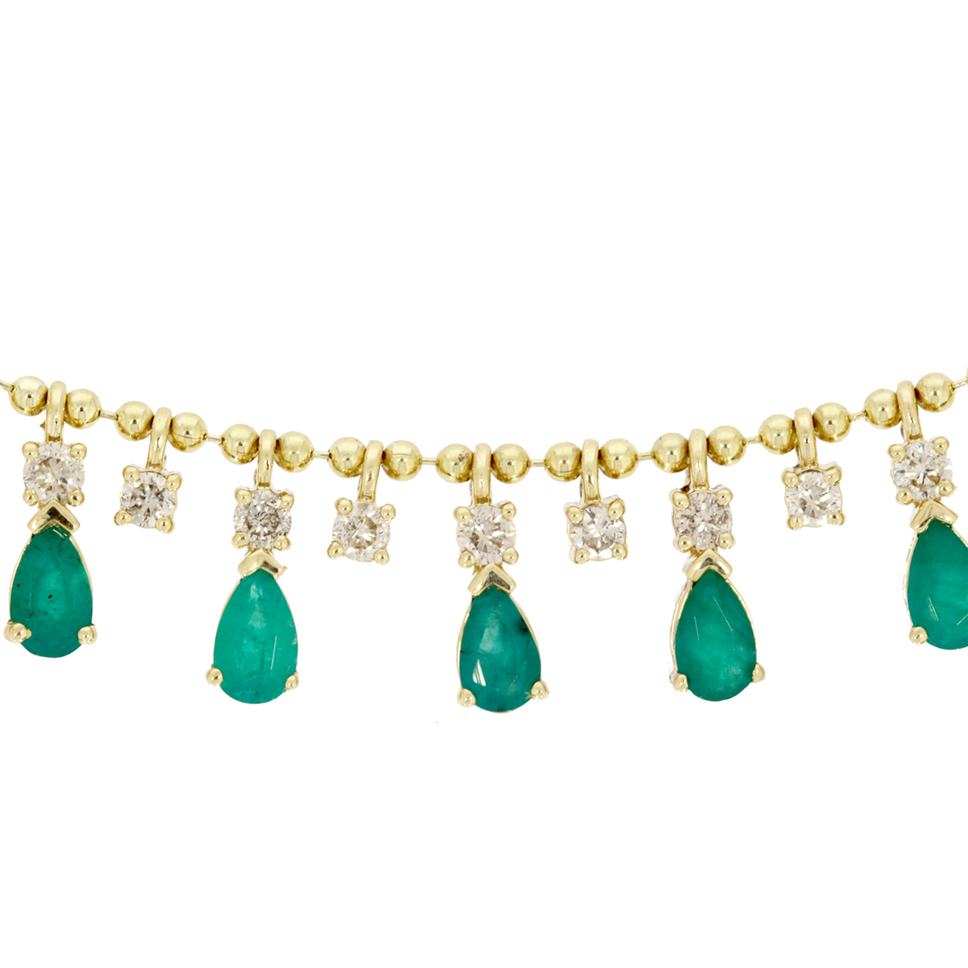 NFL71707. 14K Solid Gold Diamond and Gemstone Necklace