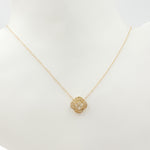 Load image into Gallery viewer, 14k Solid Gold Diamond Flower Baguette Necklace. NFF71216
