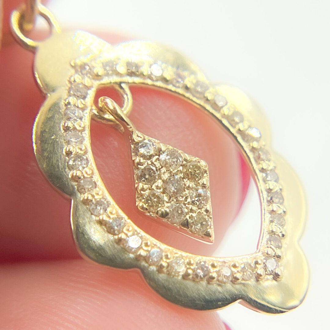 14K Solid Gold Diamond Organic Charm. GDP468