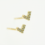 Load image into Gallery viewer, ER413639Y. 14k Solid Yellow Gold Diamond Triangle Studs