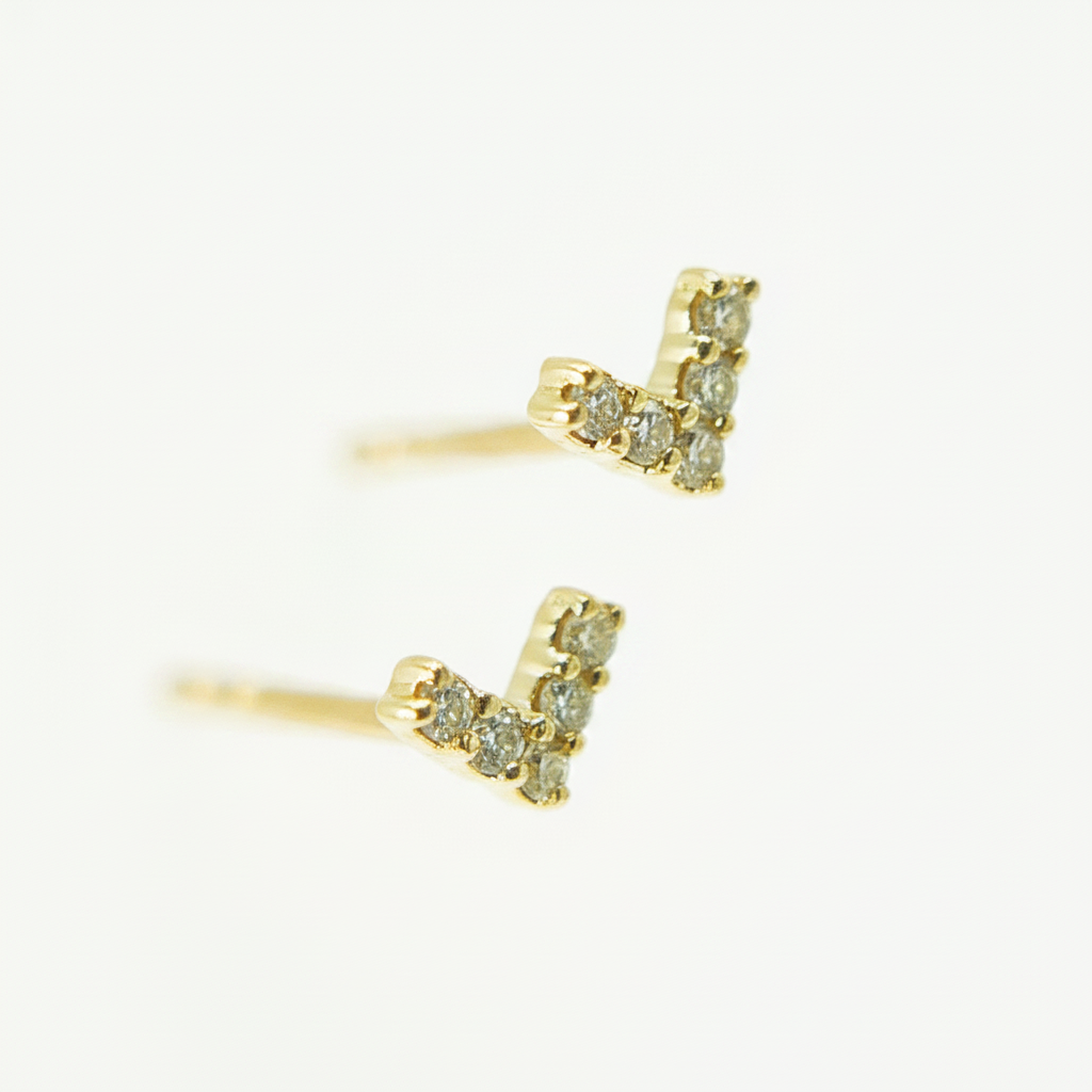 ER413639Y. 14k Solid Yellow Gold Diamond Triangle Studs