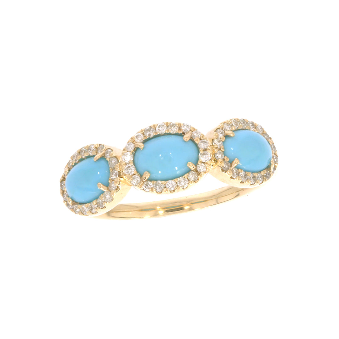 CR97069TQ6X4. 14k Solid Gold Diamond and Turquoise Ring