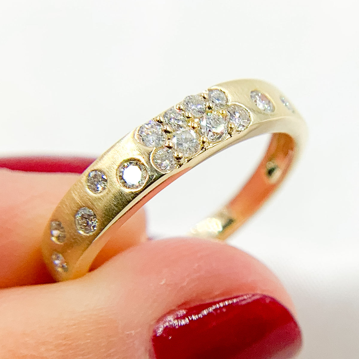 14K Solid Gold Diamond and Multi Sapphire Band Ring.