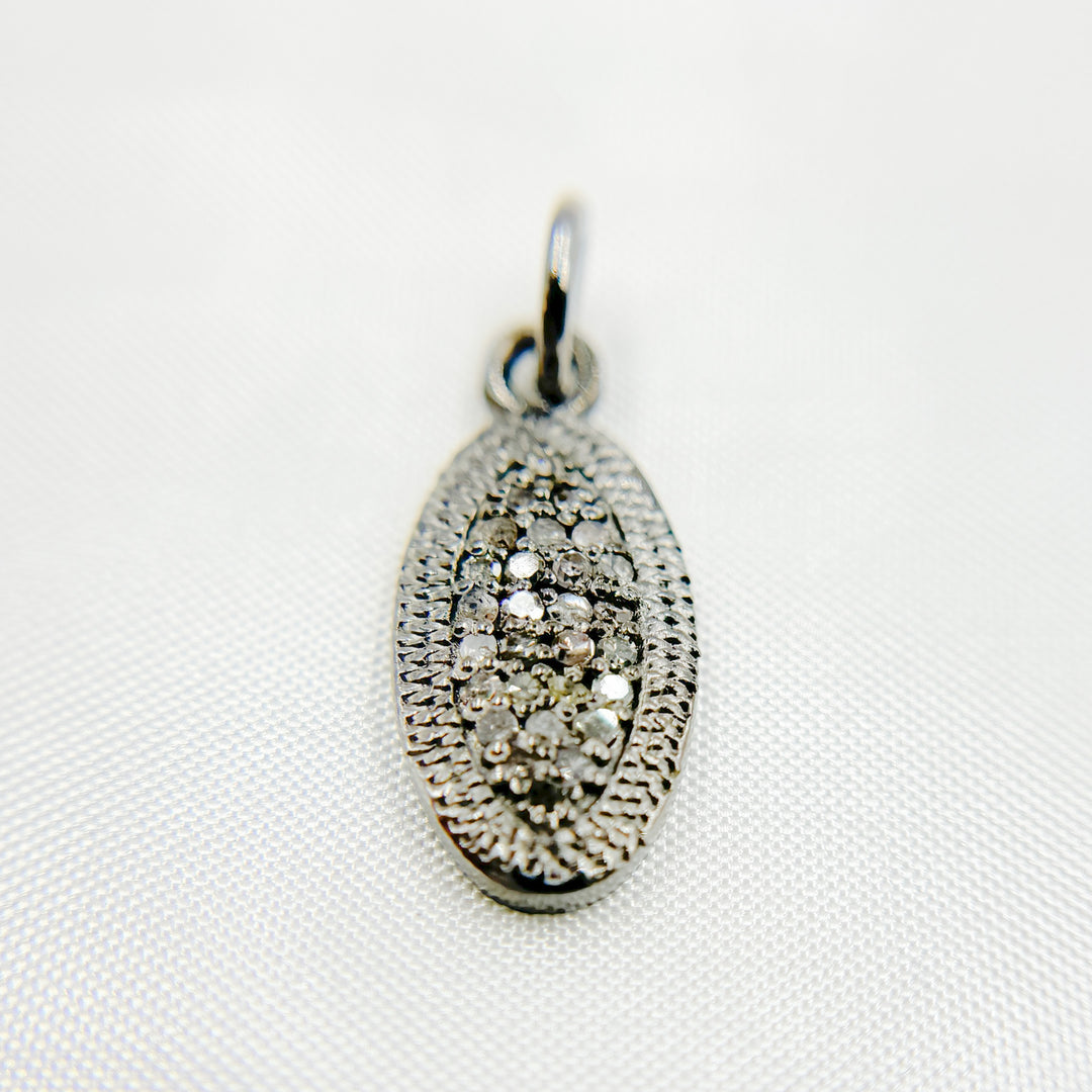 DC520. Diamond Sterling Silver Oval Charm