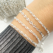 V174SS. Sterling Silver Marina and Cable Link Chain