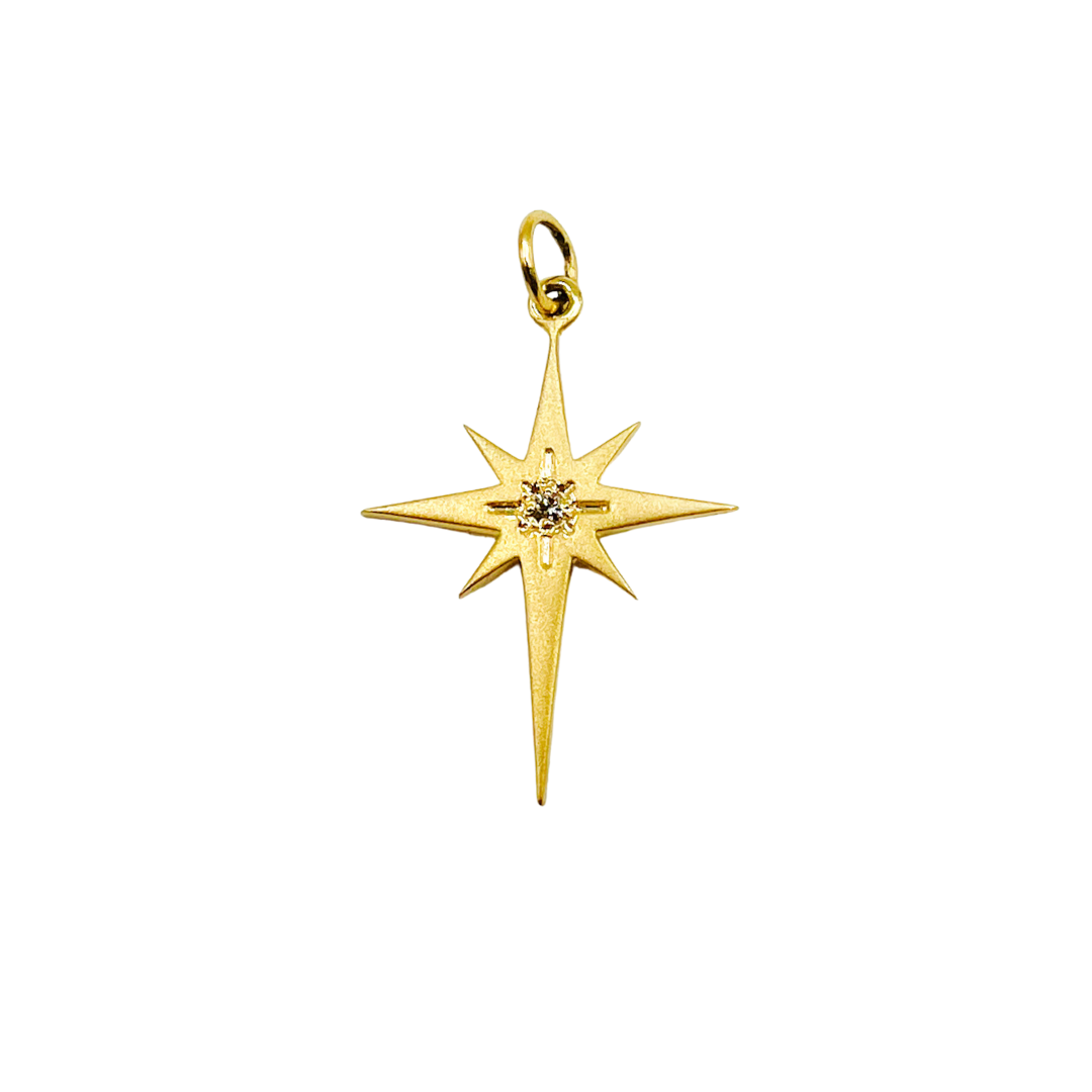 14K Gold with Diamonds Bethlehem Star Shape Charm. GDP38