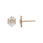 Load image into Gallery viewer, EFI54503. 14K Solid Gold Diamond Baguette Fancy Stud Earrings