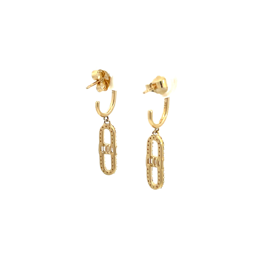 14K Solid Gold and Diamonds Link Earrings. EFE52048