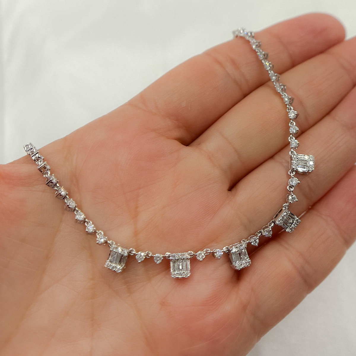 Solid Gold Diamond Dangle Necklace