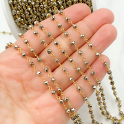 Steel Pyrite Gold Plated 925 Sterling Silver Wire Chain.