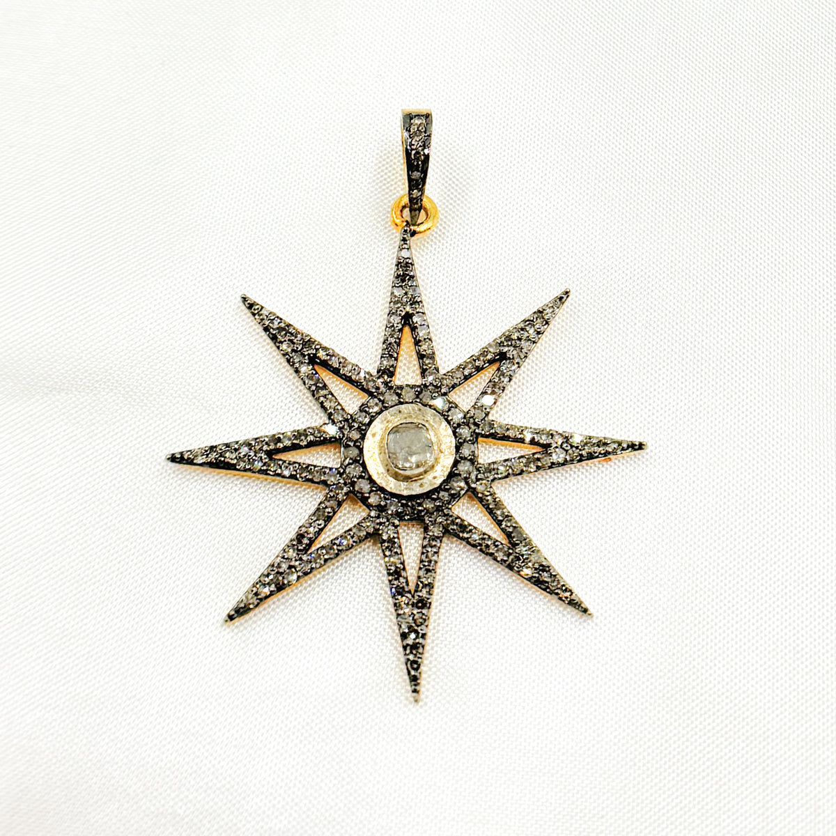 DP401. Diamond Silver Star Pendant with Polki Diamond