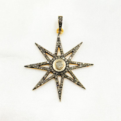 DP401. Diamond Silver Star Pendant with Polki Diamond