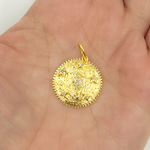 Load image into Gallery viewer, 14K Solid Gold Diamond Circle Charm with Stars. KG30
