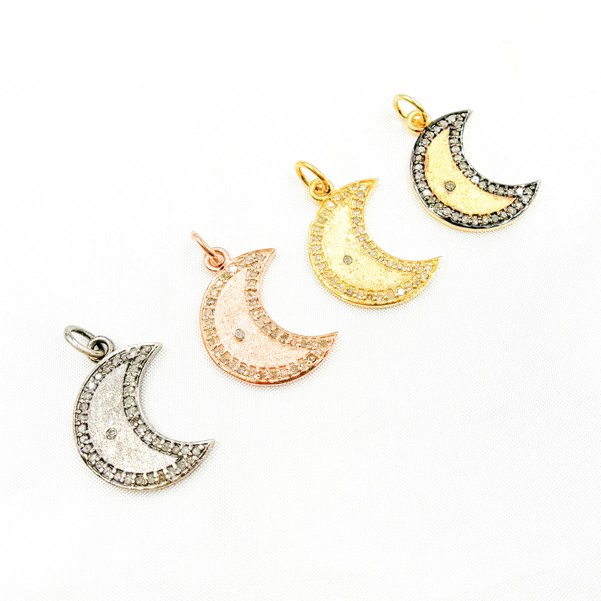 DC073. Diamond Sterling Silver Moon Pendant