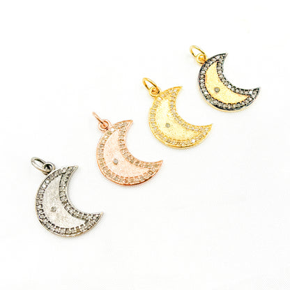 DC073. Diamond Sterling Silver Moon Pendant