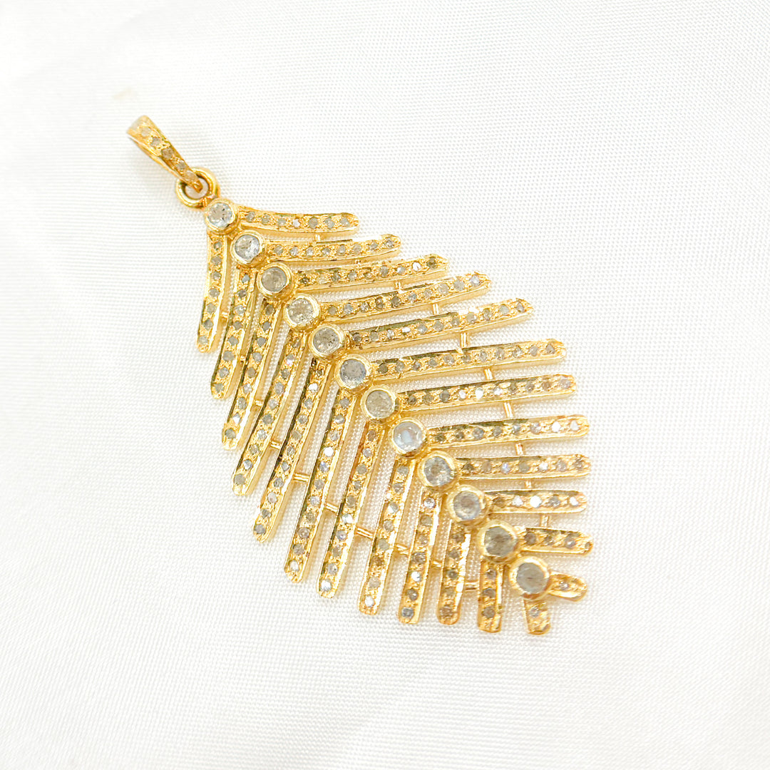 DP514. Diamond Sterling Silver Leaf Pendant with Gemstone
