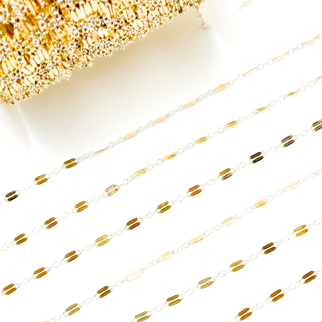 XM/1003HD/SPTT. 14K Gold-Filled and Silver Flat Marina Cable Link Chain