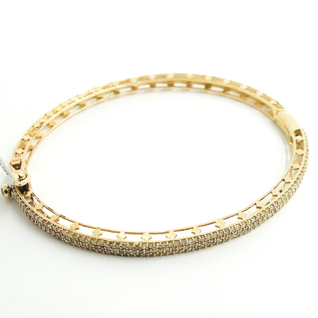 14K Solid Gold Bangle with Diamonds. KG991