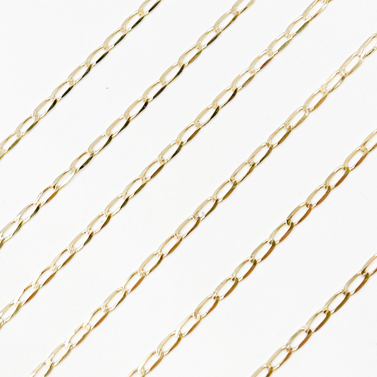 14K Solid Yellow Gold Flat Open Curb Chains
