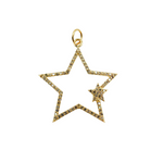 Load image into Gallery viewer, 14K Gold with Diamonds Double Star Shape with Star Charm. GDP39
