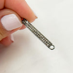 Load image into Gallery viewer, DC5. Diamond Black Rhodium Sterling Silver Bar Connector
