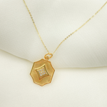 Load image into Gallery viewer, 14K Gold Charm. Organic Shape Pendant with Diamonds. GDP166
