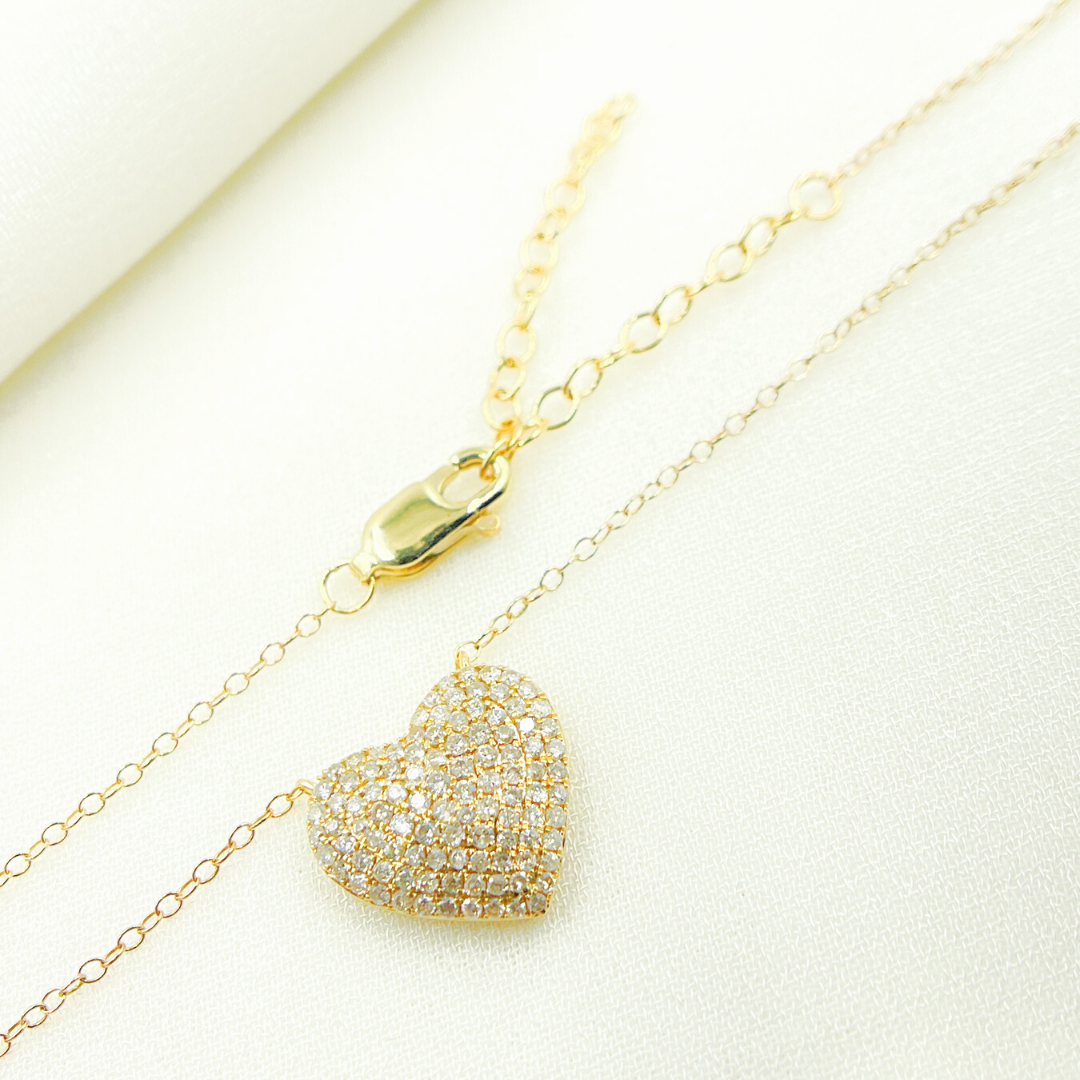 14K Solid Gold Diamond Heart Necklace. NFH71180