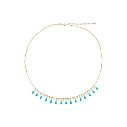 NFL71707. 14K Solid Gold Diamond and Gemstone Necklace
