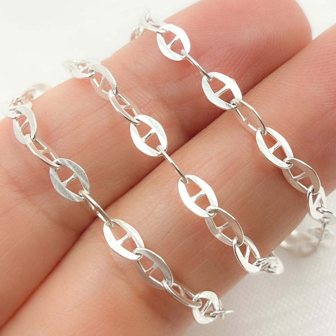 925 Sterling Silver Flat Marina Link Chain. Z51SS