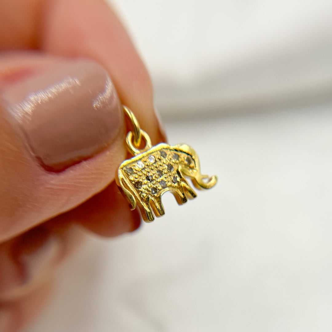 DC094. Diamond & Sterling Silver Elephant Charm