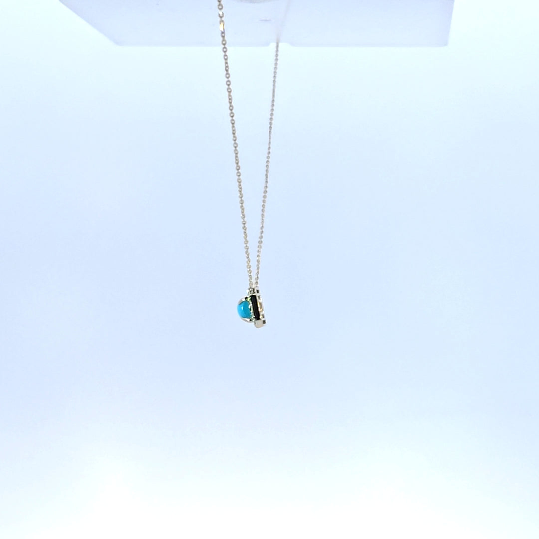 NT407129. 14K Solid Gold Octagon Turquoise Fancy Tiny Necklace