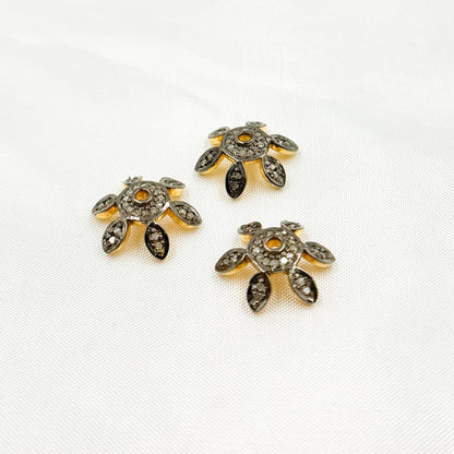 DC759. Diamond & Sterling Silver Flower Bead Cap