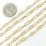 Load image into Gallery viewer, Gold Plated 925 Sterling Silver Diamond Cut &amp; 1 Smooth Link Paper Clip Chain. V141GP
