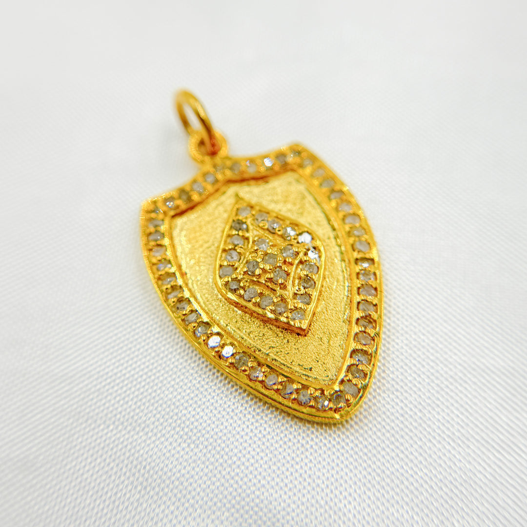 DP250. Diamond & Sterling Silver Shield Shape Pendant