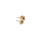 Load image into Gallery viewer, GDT14RU. 14K Solid Gold Diamonds and Ruby Square Earrings
