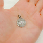 Load image into Gallery viewer, DC330. Diamond Sterling Silver Round Eye Charm with Gemstone
