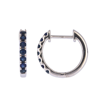 EHZ57450. 14K Solid Yellow Gold Gemstone Hoop Earrings
