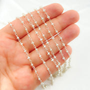 White Freshwater Pearl 925 Sterling Silver Wire Chain