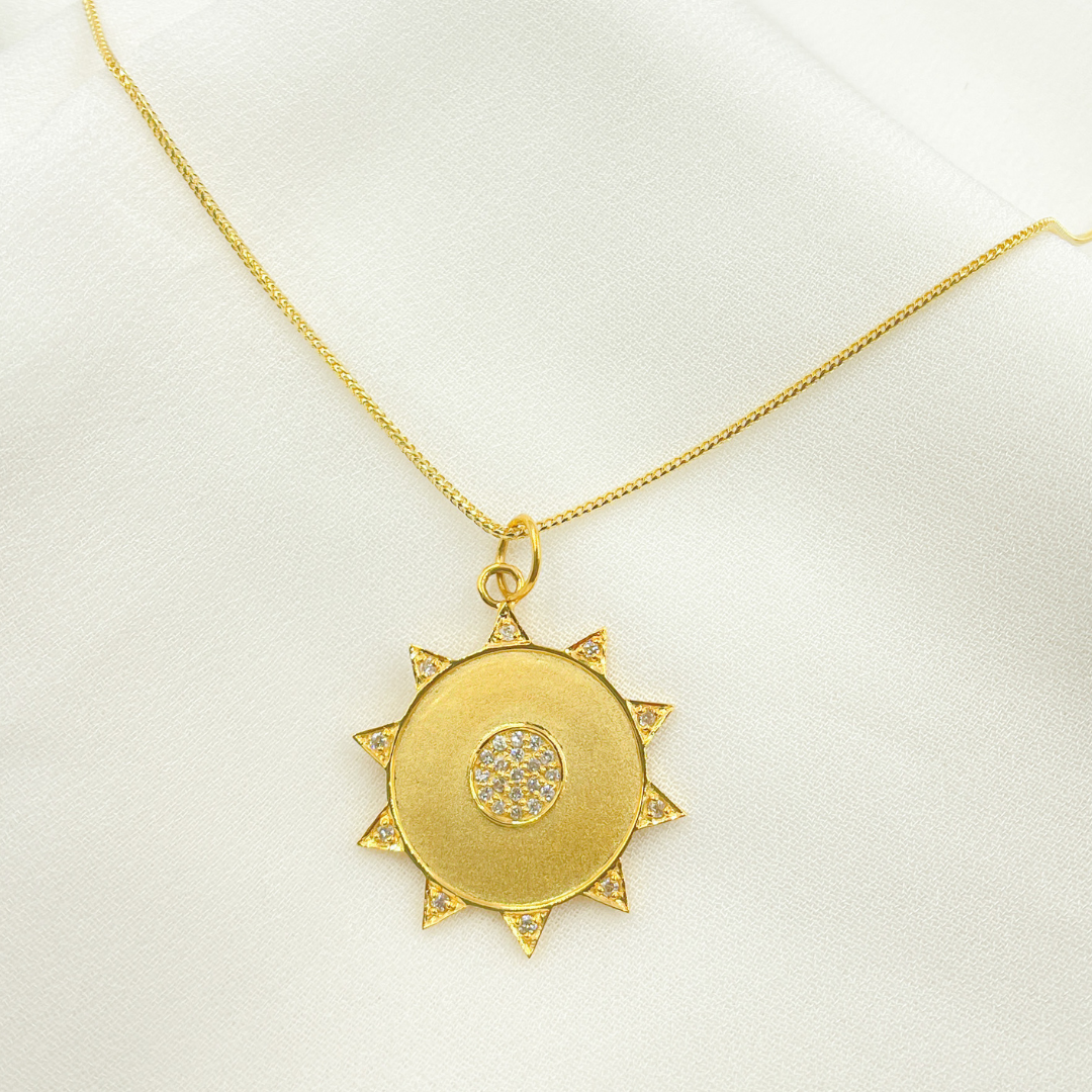 14K Solid Gold with Diamonds Sun Charm. GDP179